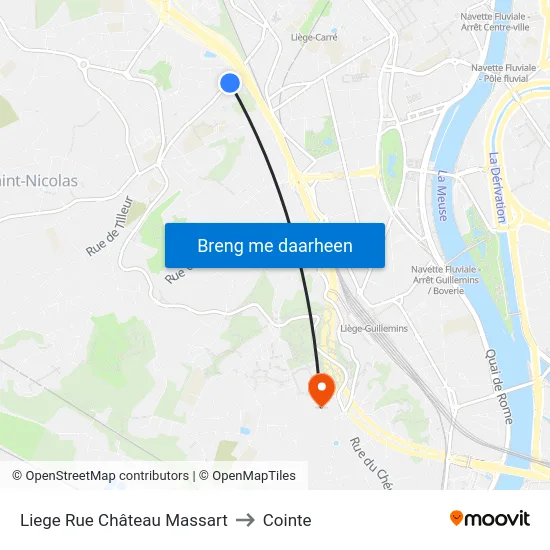 Liege Rue Château Massart to Cointe map