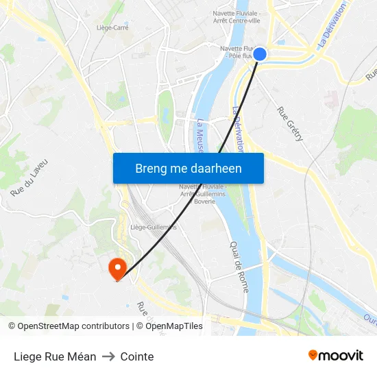 Liege Rue Méan to Cointe map