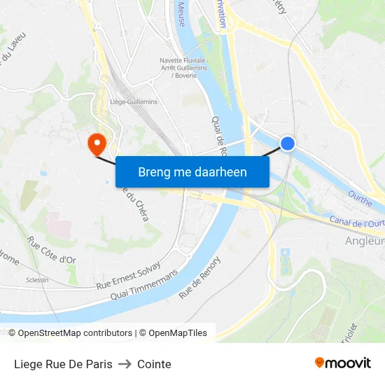 Liege Rue De Paris to Cointe map