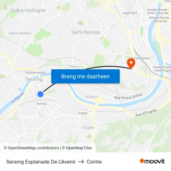 Seraing Esplanade De L'Avenir to Cointe map