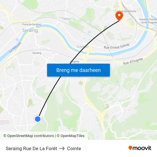 Seraing Rue De La Forêt to Cointe map