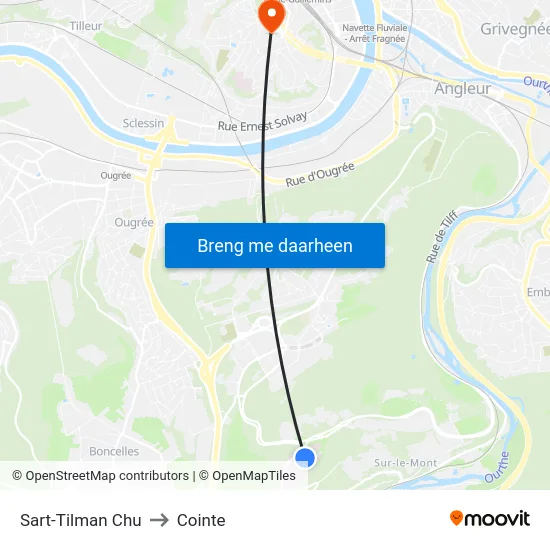 Sart-Tilman Chu to Cointe map
