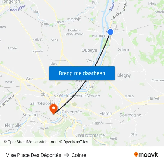 Vise Place Des Déportés to Cointe map