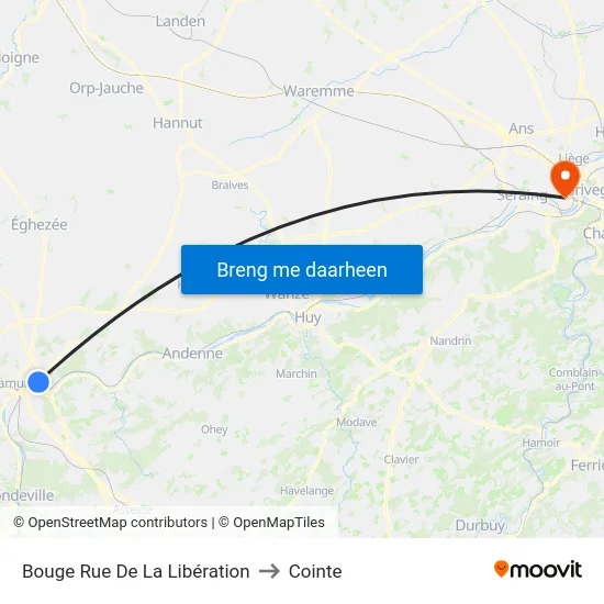 Bouge Rue De La Libération to Cointe map