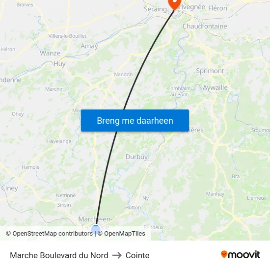 Marche Boulevard du Nord to Cointe map