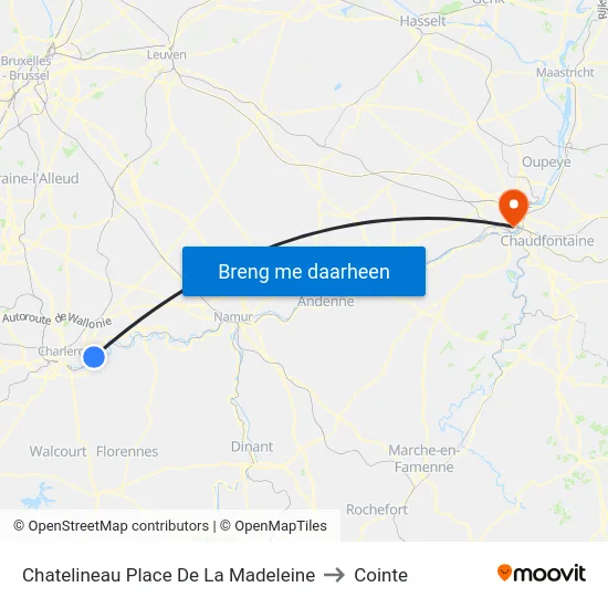 Chatelineau Place De La Madeleine to Cointe map