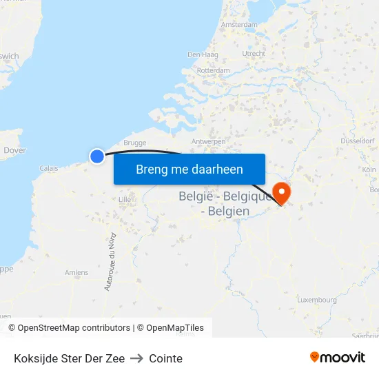 Koksijde Ster Der Zee to Cointe map