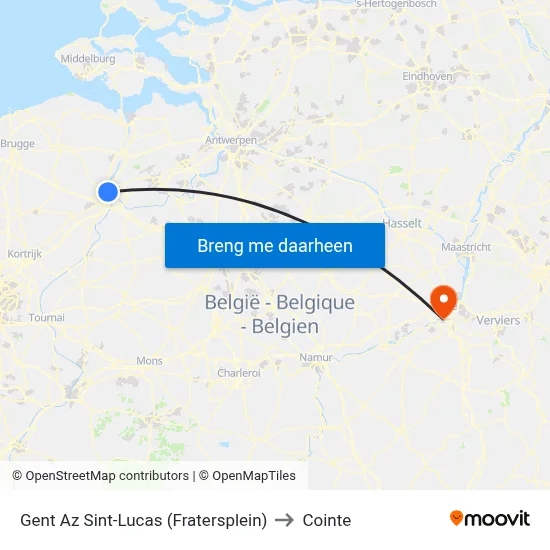 Gent Az Sint-Lucas (Fratersplein) to Cointe map