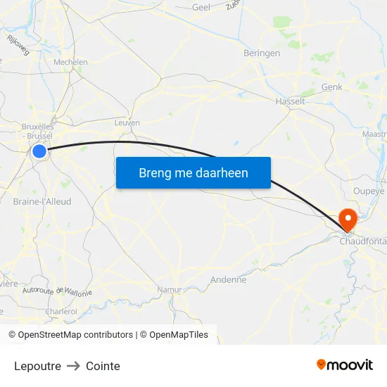 Lepoutre to Cointe map