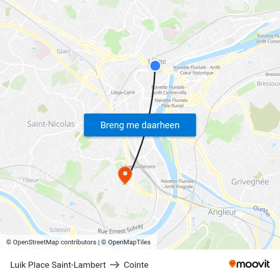 Luik Place Saint-Lambert to Cointe map