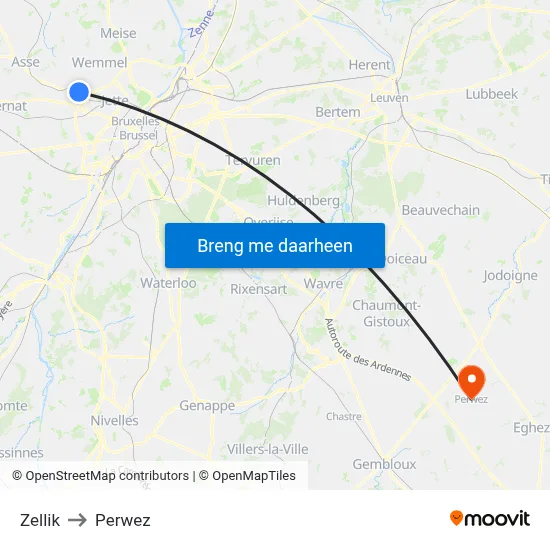 Zellik to Perwez map