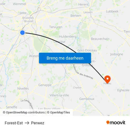 Forest-Est to Perwez map