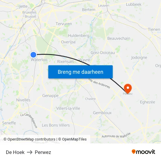 De Hoek to Perwez map