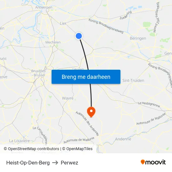 Heist-Op-Den-Berg to Perwez map