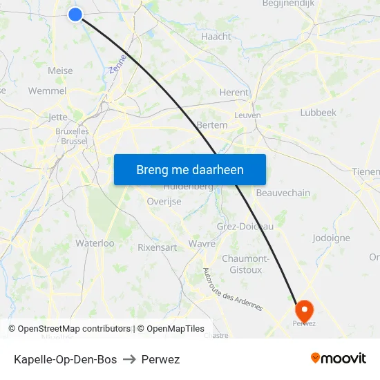 Kapelle-Op-Den-Bos to Perwez map