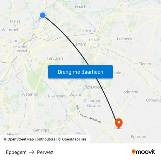 Eppegem to Perwez map