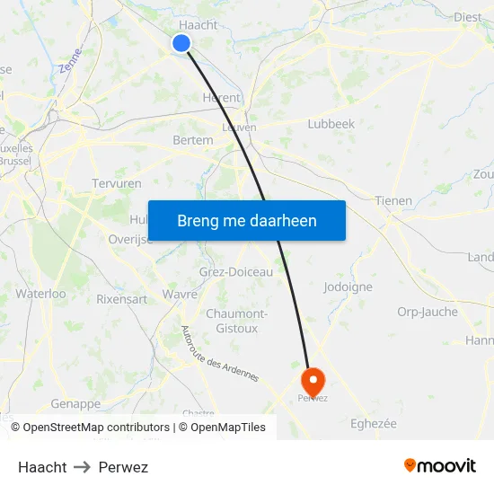 Haacht to Perwez map