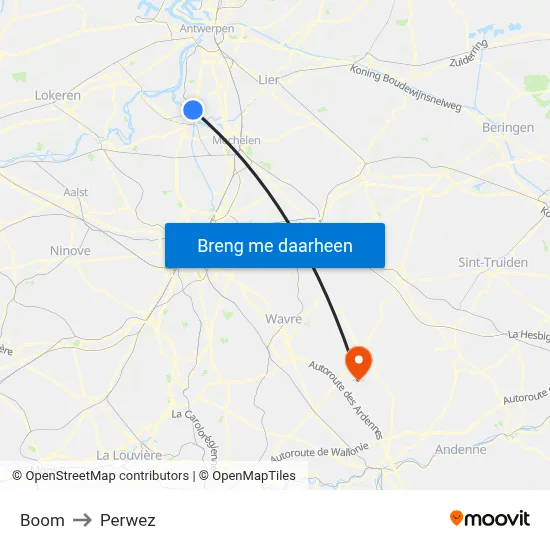 Boom to Perwez map