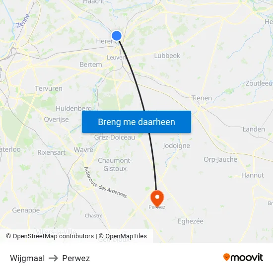 Wijgmaal to Perwez map