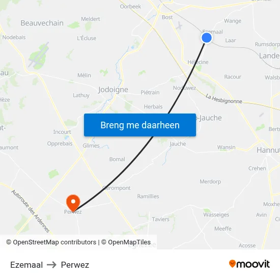 Ezemaal to Perwez map