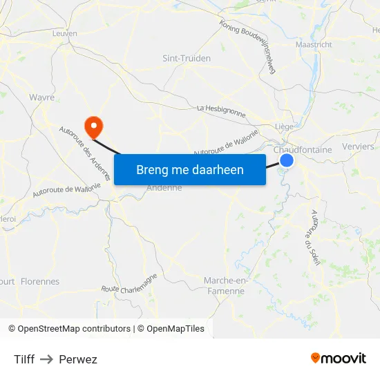 Tilff to Perwez map