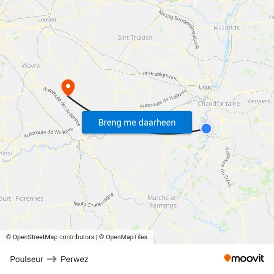 Poulseur to Perwez map