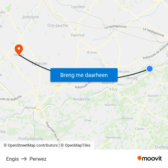 Engis to Perwez map