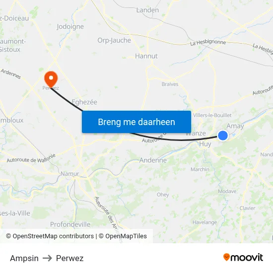 Ampsin to Perwez map