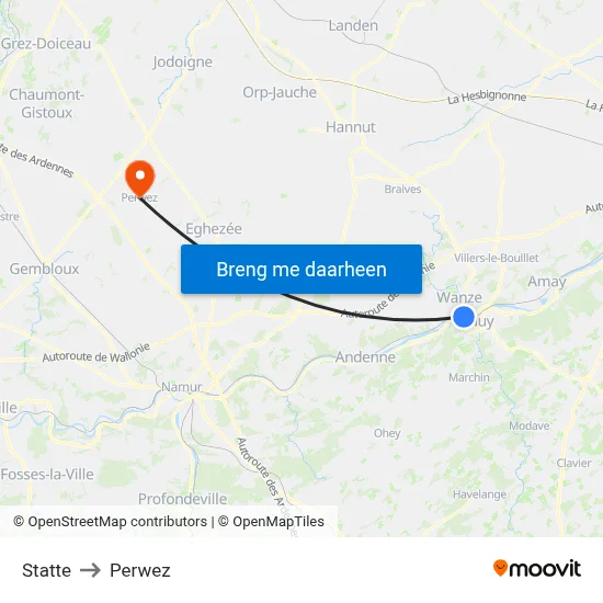 Statte to Perwez map