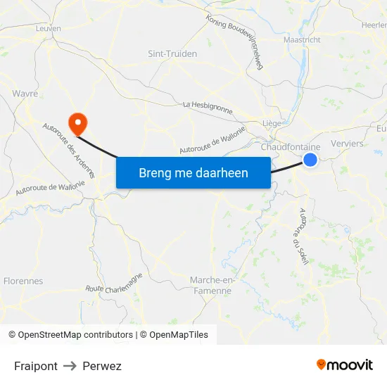 Fraipont to Perwez map