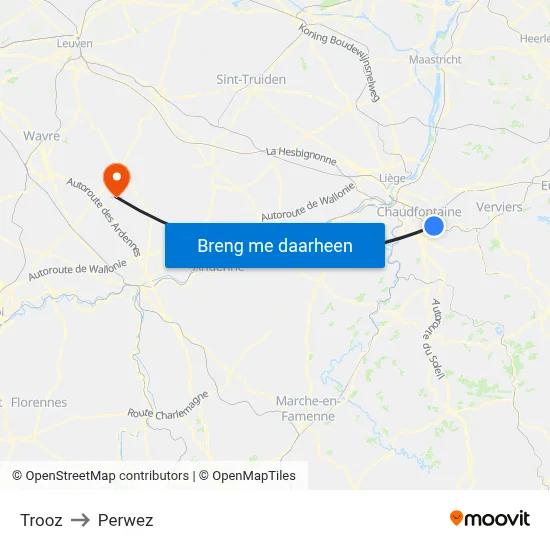 Trooz to Perwez map