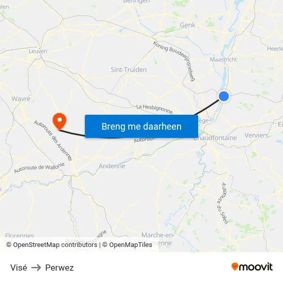 Visé to Perwez map