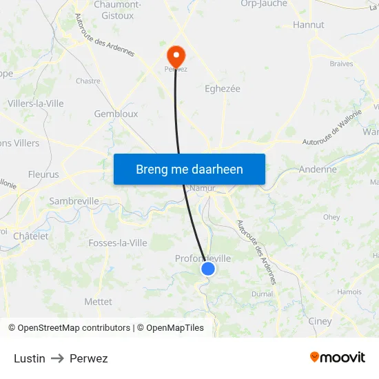 Lustin to Perwez map