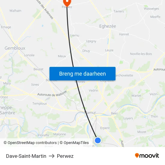 Dave-Saint-Martin to Perwez map