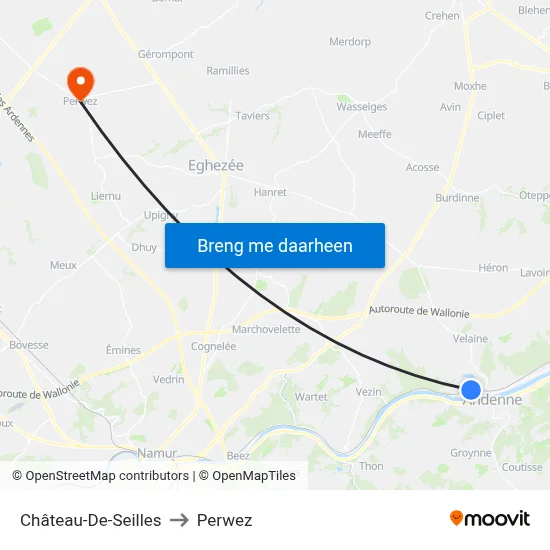 Château-De-Seilles to Perwez map