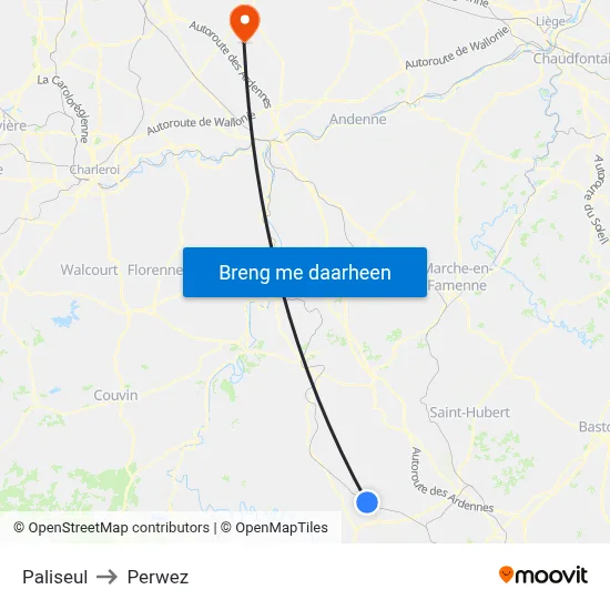 Paliseul to Perwez map