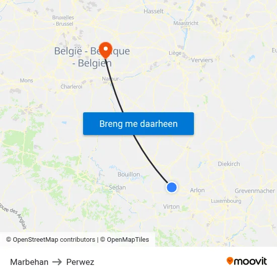 Marbehan to Perwez map