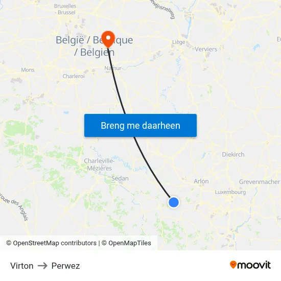 Virton to Perwez map