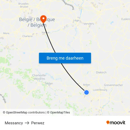 Messancy to Perwez map