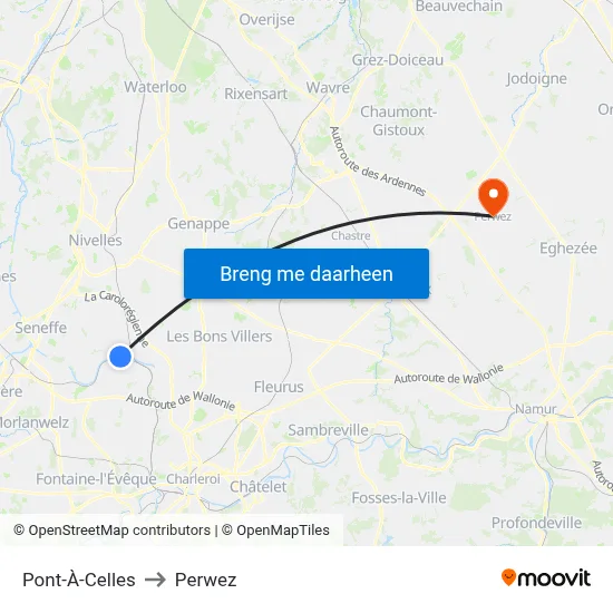 Pont-À-Celles to Perwez map
