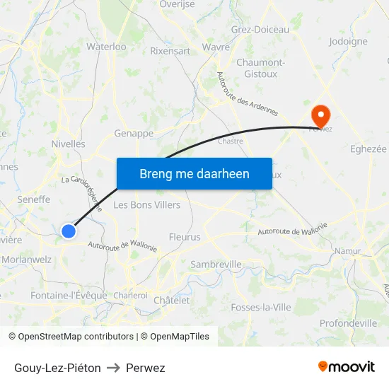 Gouy-Lez-Piéton to Perwez map