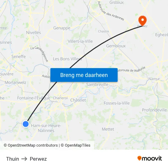 Thuin to Perwez map