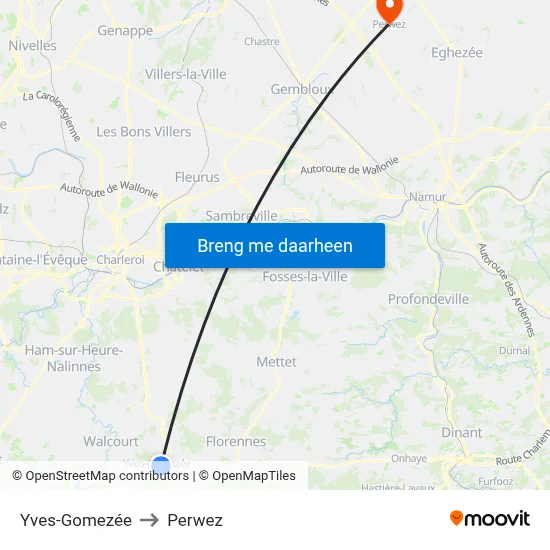 Yves-Gomezée to Perwez map