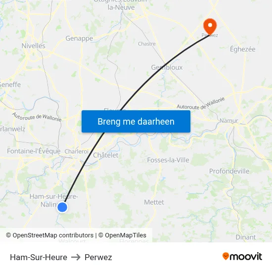 Ham-Sur-Heure to Perwez map