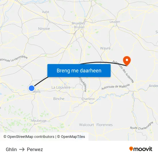 Ghlin to Perwez map
