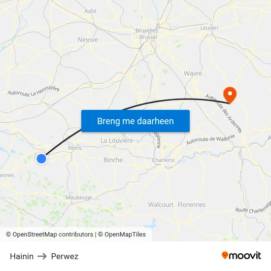 Hainin to Perwez map