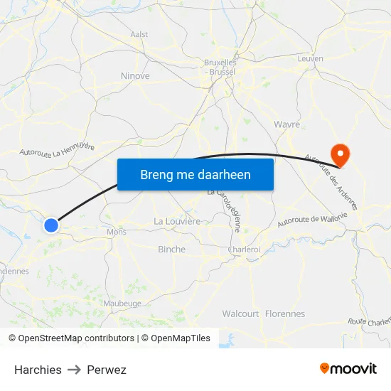 Harchies to Perwez map
