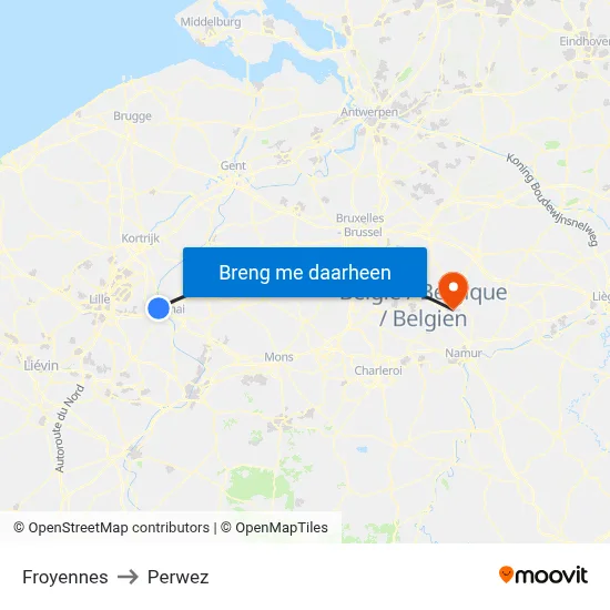 Froyennes to Perwez map