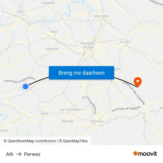 Ath to Perwez map