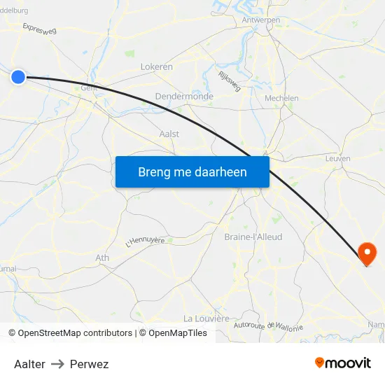 Aalter to Perwez map